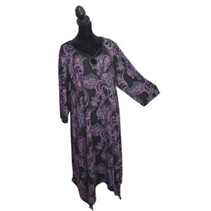 Catherines Sharkbite Dark Floral Whimsigoth Midi Maxi Dress Plus Size 1X Stretch